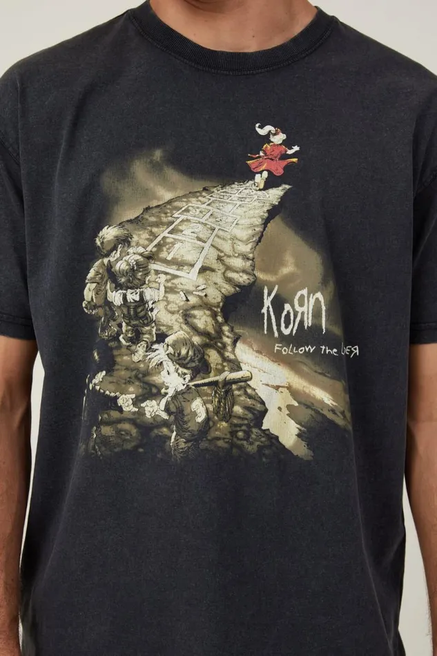 Cotton On Tees and Tanks Premium Loose Fit Music TShirt Lcn Wmg Blackkorn 8211 Follow The Leader 8211 Men Cotton On Tees and Tanks Premium Loose Fit Music TShirt Lcn Wmg Blackkorn 8211 Follow The Leader 8211 Men