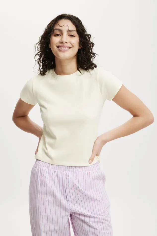 Cotton On Tops 90S Baby Tee Lemon Icing 8211 Women