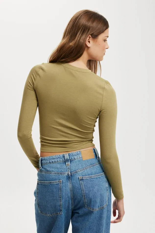 Cotton On Tops All Day Crew Long Sleeve Desert Khaki 8211 Women Cotton On Tops All Day Crew Long Sleeve Desert Khaki 8211 Women