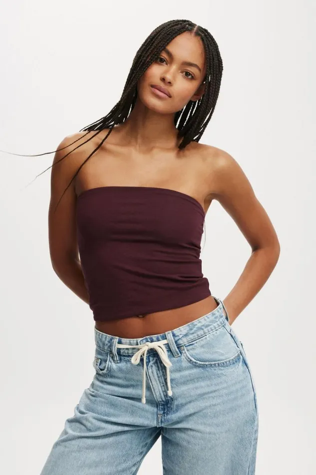 Cotton On Tops All Day Tube Top Choc Cherry 8211 Women