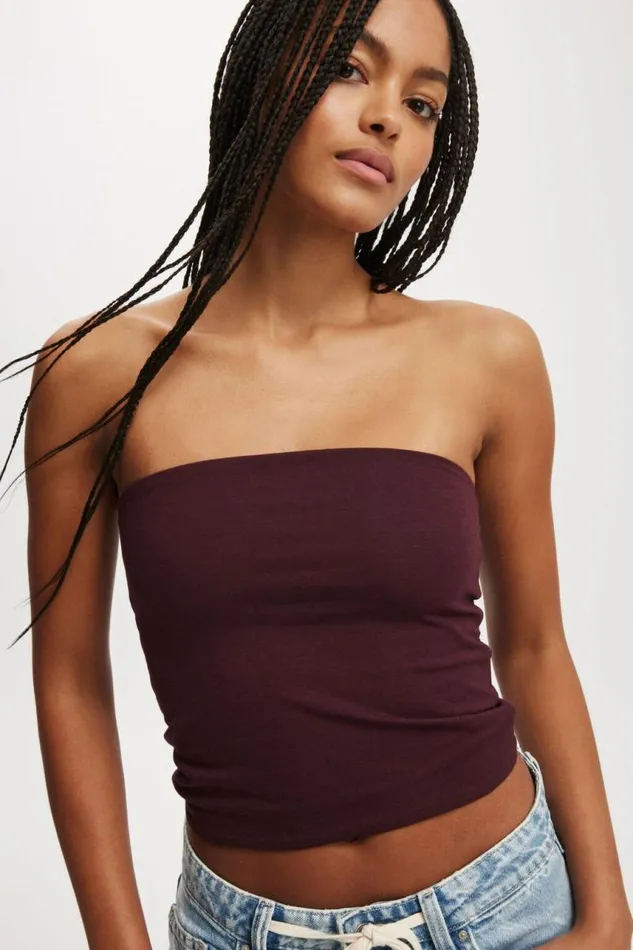 Cotton On Tops All Day Tube Top Choc Cherry 8211 Women