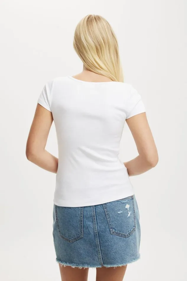 Cotton On Tops Byron Square Neck Short Sleeve White 8211 Women
