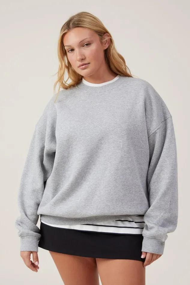 Cotton On Tops Classic Fleece Crew Sweatshirt Grey Marle 8211 Women