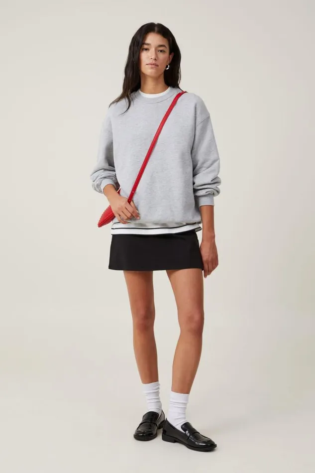 Cotton On Tops Classic Fleece Crew Sweatshirt Grey Marle 8211 Women