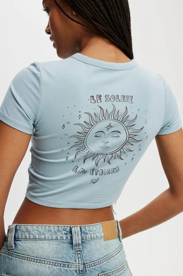 Cotton On Tops Crop Fit Graphic Tee Le Solei Delphi Blue 8211 Women Cotton On Tops Crop Fit Graphic Tee Le Solei Delphi Blue 8211 Women