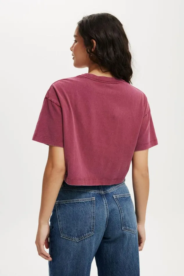 Cotton On Tops Cropped Boxy Tee Washed Sangria 8211 Women