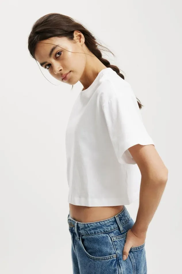 Cotton On Tops Cropped Boxy Tee White 8211 Women