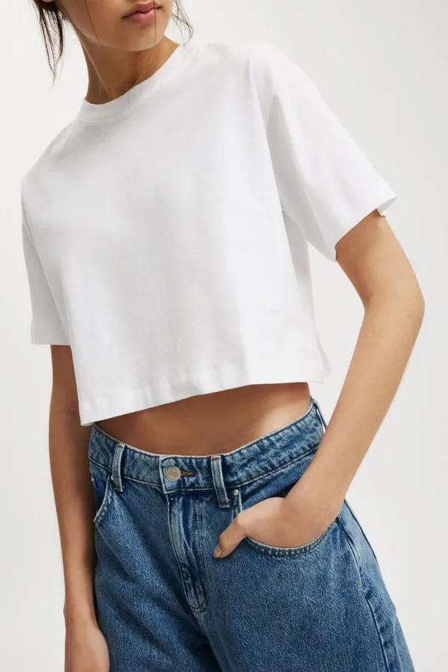 Cotton On Tops Cropped Boxy Tee White 8211 Women