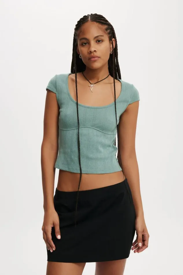 Cotton On Tops Darcie Scoop Neck Short Sleeve Top Jaded Green 8211 Women