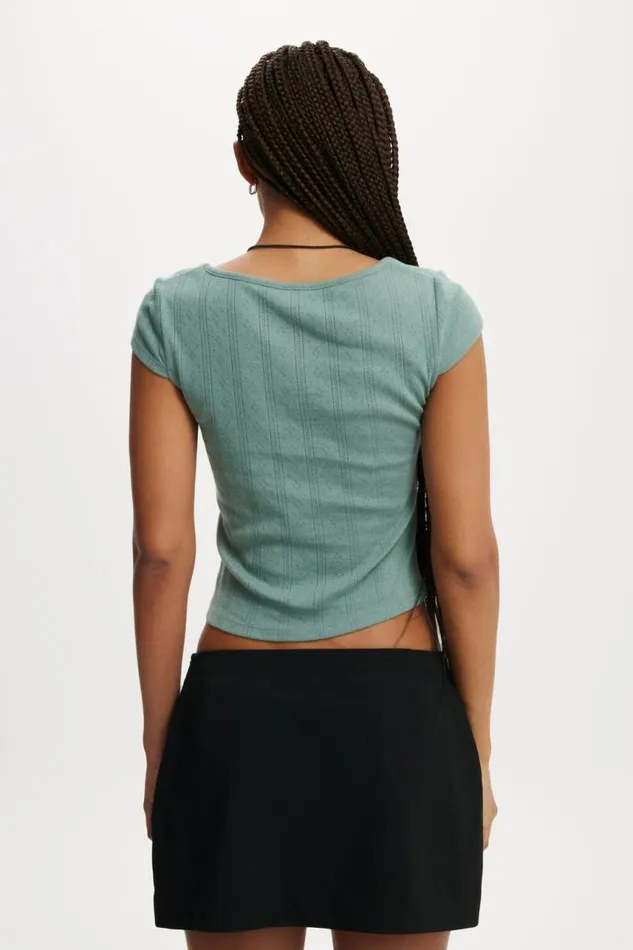 Cotton On Tops Darcie Scoop Neck Short Sleeve Top Jaded Green 8211 Women