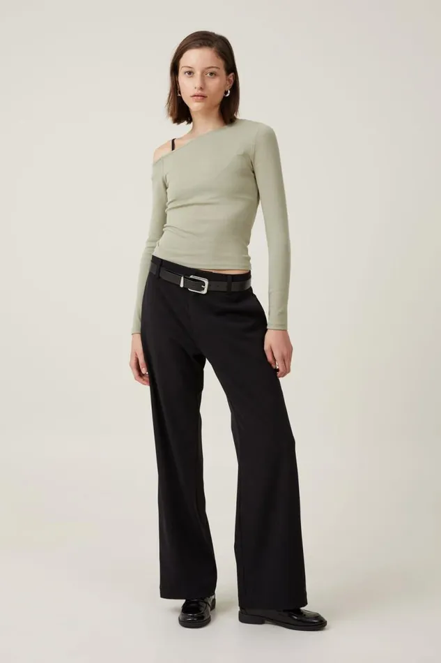Cotton On Tops Essential Rib Asymmetric Long Sleeve Top Desert Sage 8211 Women Cotton On Tops Essential Rib Asymmetric Long Sleeve Top Desert Sage 8211 Women