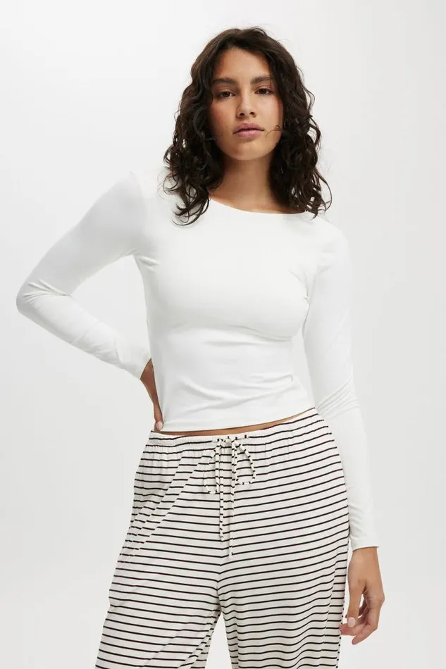 Cotton On Tops Ever Smooth Backless Long Sleeve Top Vintage White 8211 Women