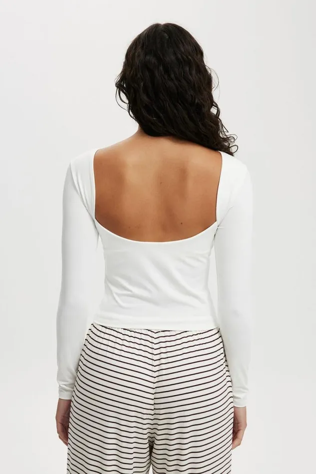 Cotton On Tops Ever Smooth Backless Long Sleeve Top Vintage White 8211 Women Cotton On Tops Ever Smooth Backless Long Sleeve Top Vintage White 8211 Women
