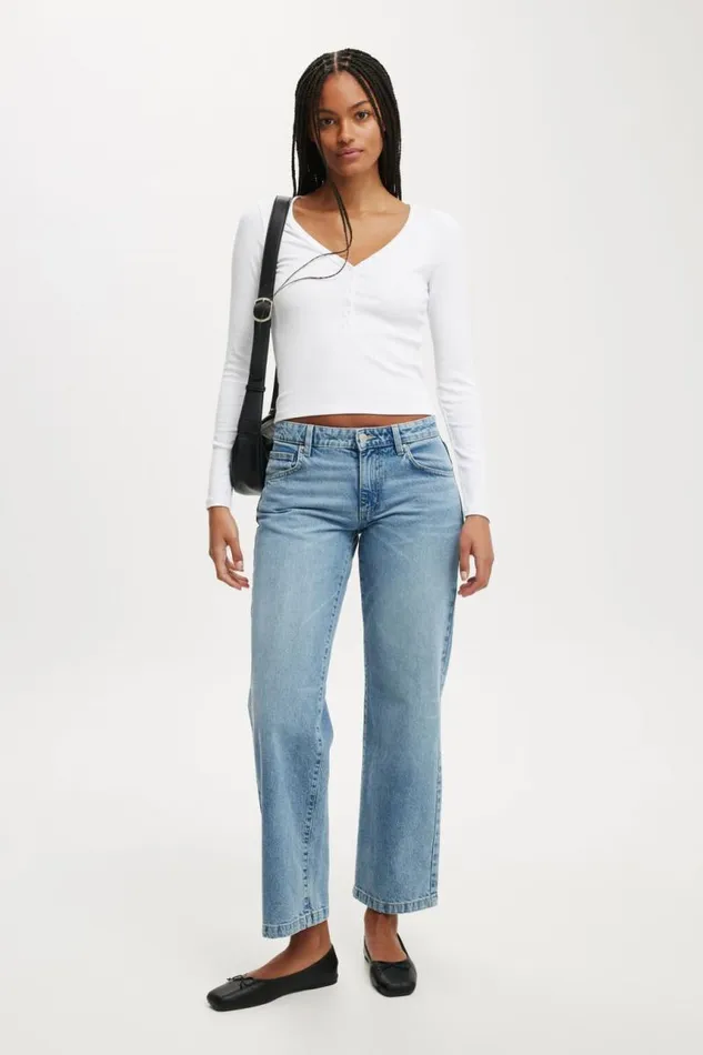 Cotton On Tops Kelsey V Front Henley Long Sleeve White 8211 Women