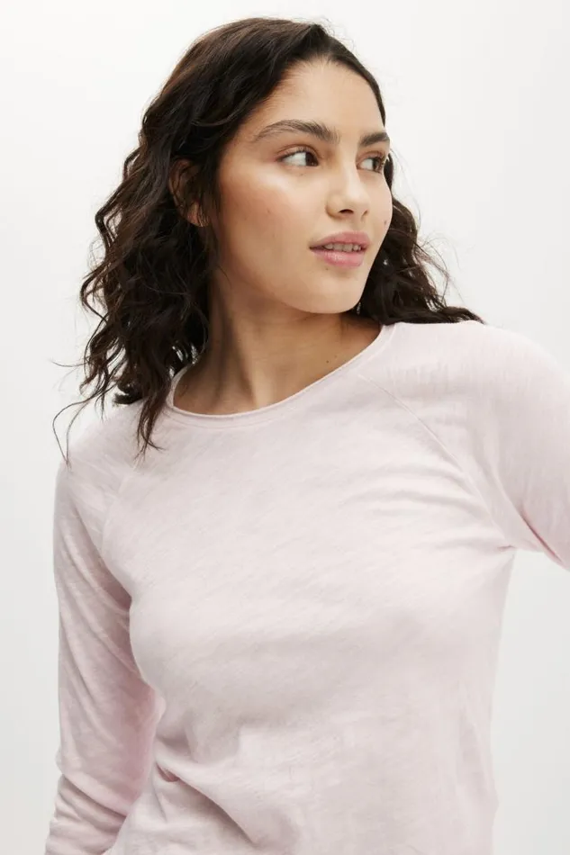 Cotton On Tops Raglan Long Sleeve Top Tender Touch Pink 8211 Women