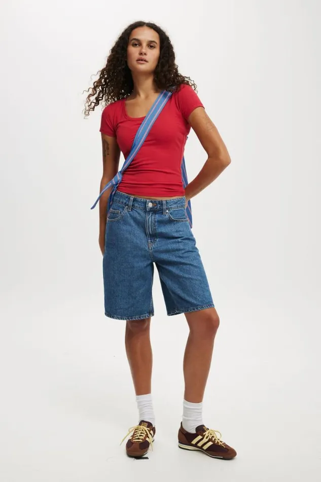 Cotton On Tops Staple Rib Scoop Neck Short Sleeve Top Crimson Kiss 8211 Women Cotton On Tops Staple Rib Scoop Neck Short Sleeve Top Crimson Kiss 8211 Women