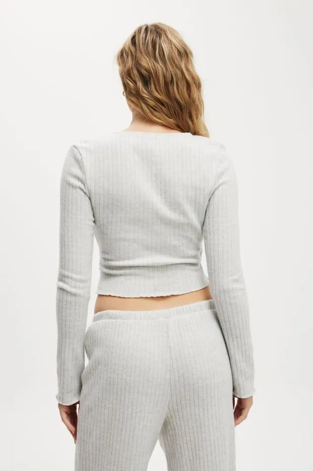 Cotton On Tops Super Soft Ribbed Wrap Top Light Grey Marle 8211 Women Cotton On Tops Super Soft Ribbed Wrap Top Light Grey Marle 8211 Women
