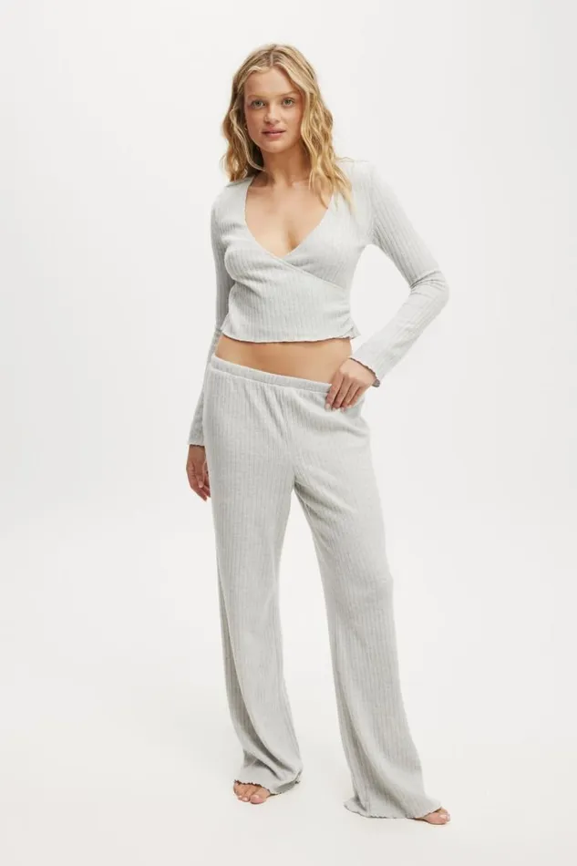Cotton On Tops Super Soft Ribbed Wrap Top Light Grey Marle 8211 Women Cotton On Tops Super Soft Ribbed Wrap Top Light Grey Marle 8211 Women