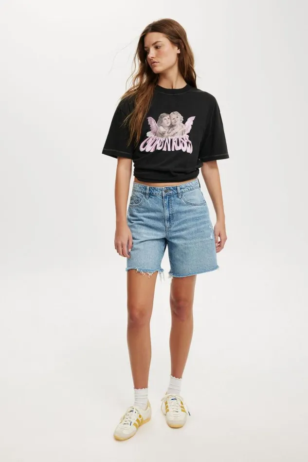Cotton On Tops The Lcn Boxy Graphic Tee Lcn Br Guns N Roses Cherubsblack 8211 Women