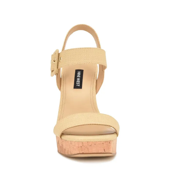 Courts Wedge Sandals Natural Raffia Women Nine West High Heels