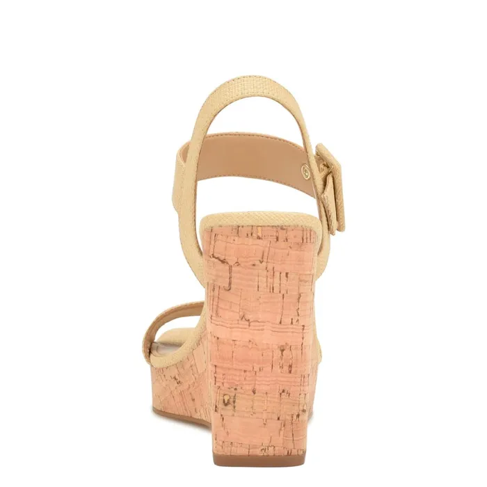 Courts Wedge Sandals Natural Raffia Women Nine West High Heels