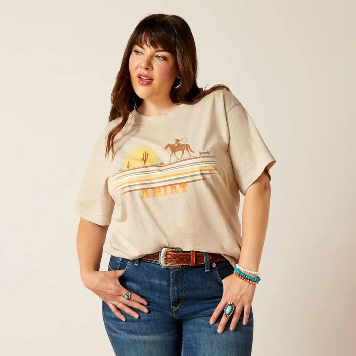 Cowgirl Desert TShirt Oatmeal Heather Women Ariat TShirts and Tops Cowgirl Desert TShirt Oatmeal Heather Women Ariat TShirts and Tops