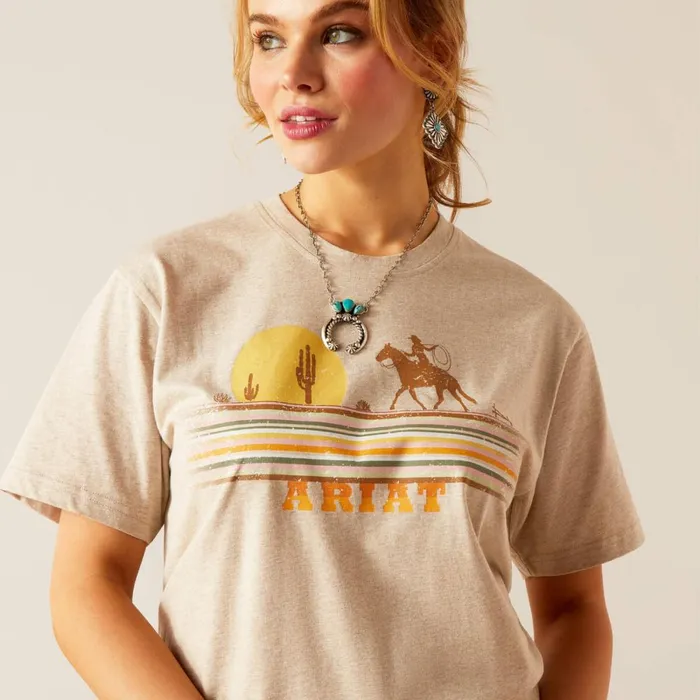 Cowgirl Desert TShirt Oatmeal Heather Women Ariat TShirts and Tops Cowgirl Desert TShirt Oatmeal Heather Women Ariat TShirts and Tops