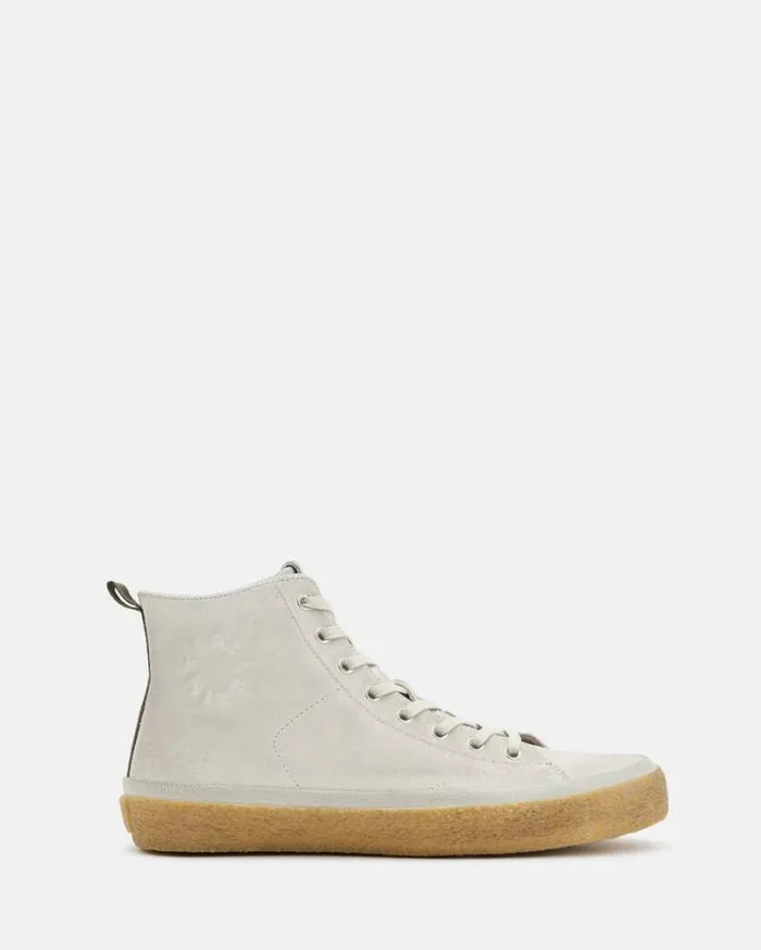 Crister Logo Leather High Top Sneakers Chalk White Men AllSaints Shoes and Boots