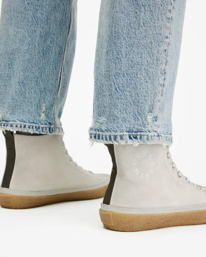 Crister Logo Leather High Top Sneakers Chalk White Men AllSaints Shoes and Boots