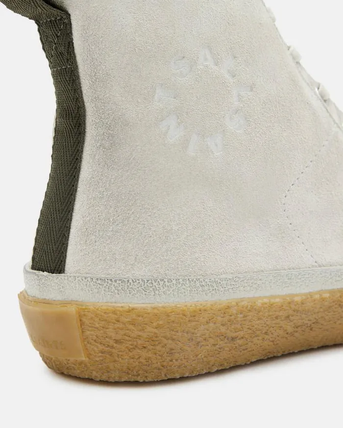 Crister Logo Leather High Top Sneakers Chalk White Men AllSaints Shoes and Boots