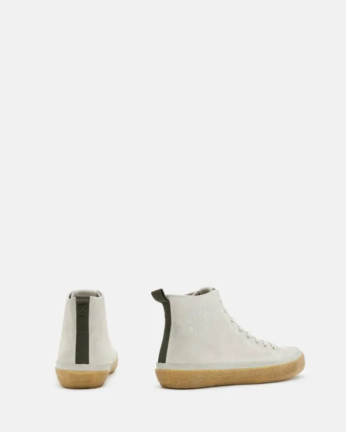 Crister Logo Leather High Top Sneakers Chalk White Men AllSaints Shoes and Boots