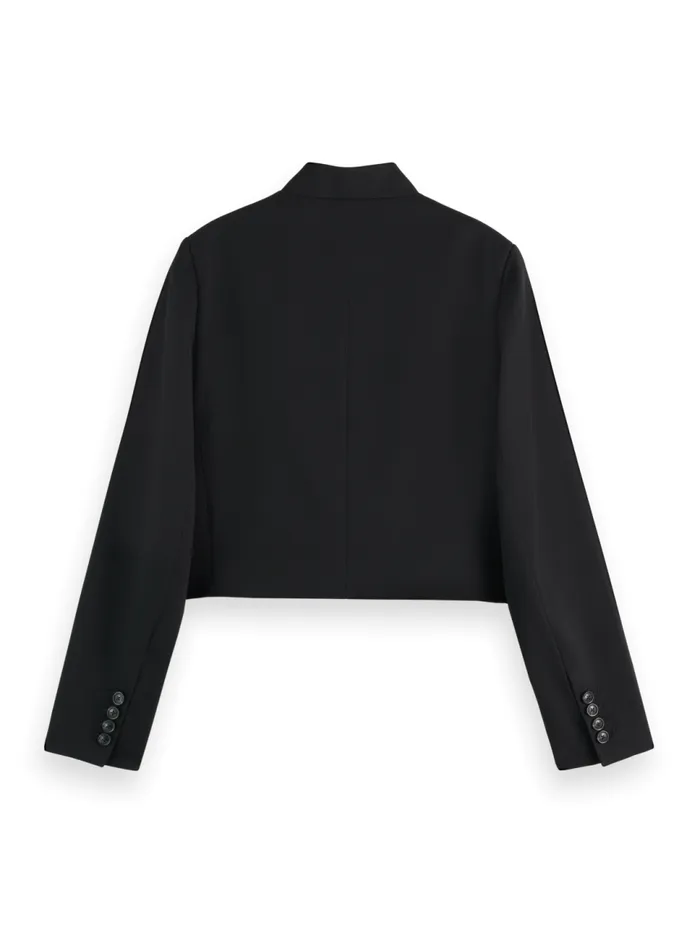 CROPPED TAILORED GABARDINE BLAZER Evening Black Women Scotch and Soda Blazers CROPPED TAILORED GABARDINE BLAZER Evening Black Women Scotch and Soda Blazers
