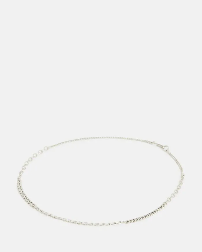 Cyrus Curb Chain Sterling Silver Necklace Warm Silver Men AllSaints Jewelry