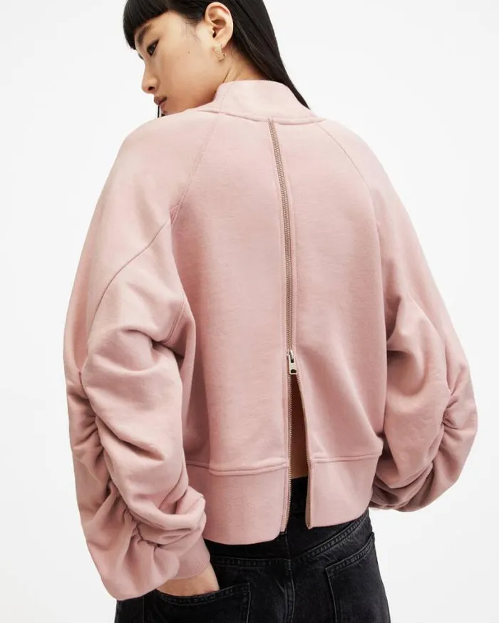 Dana Relaxed Fit Zip Sweatshirt Dusty Pink Orchid Women AllSaints Sweatshirts and Hoodies Dana Relaxed Fit Zip Sweatshirt Dusty Pink Orchid Women AllSaints Sweatshirts and Hoodies