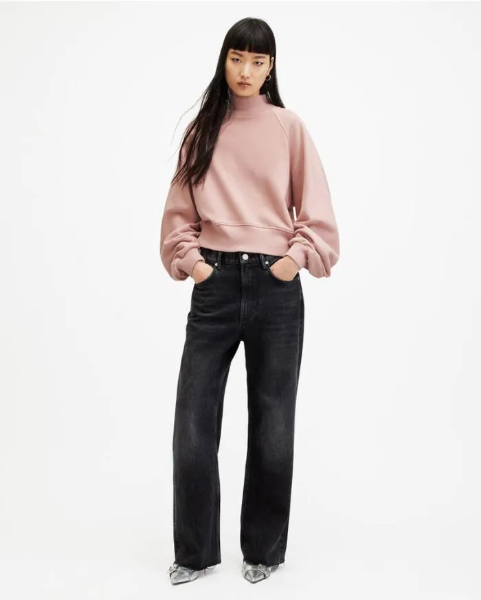 Dana Relaxed Fit Zip Sweatshirt Dusty Pink Orchid Women AllSaints Sweatshirts and Hoodies Dana Relaxed Fit Zip Sweatshirt Dusty Pink Orchid Women AllSaints Sweatshirts and Hoodies