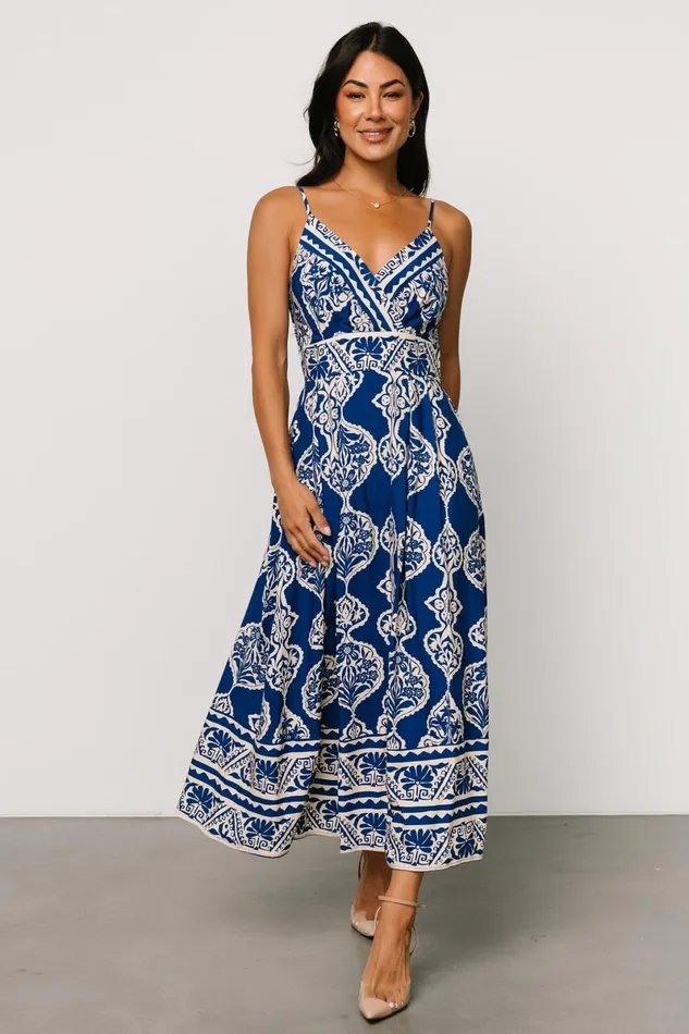 Delia Midi Dress Blue Print Women Baltic Born Midi Dresses