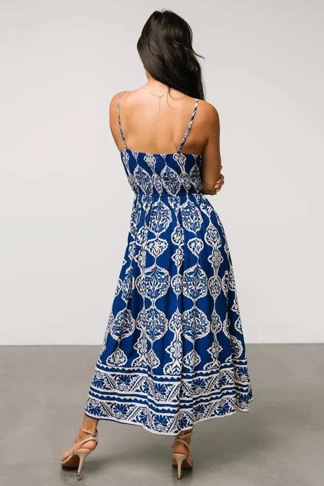 Delia Midi Dress Blue Print Women Baltic Born Midi Dresses Delia Midi Dress Blue Print Women Baltic Born Midi Dresses
