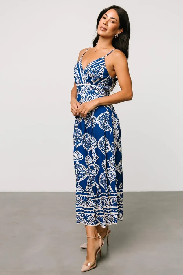 Delia Midi Dress Blue Print Women Baltic Born Midi Dresses Delia Midi Dress Blue Print Women Baltic Born Midi Dresses