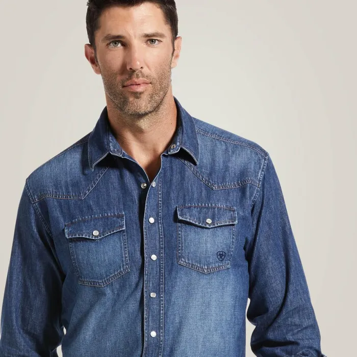 Denim Retro Fit Shirt Stone Men Ariat Button Down Shirts
