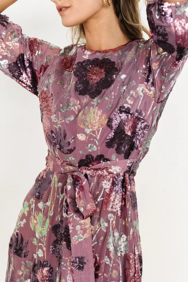 Destiny Sequin Maxi Dress Lilac Floral Women Baltic Born Wedding Guest