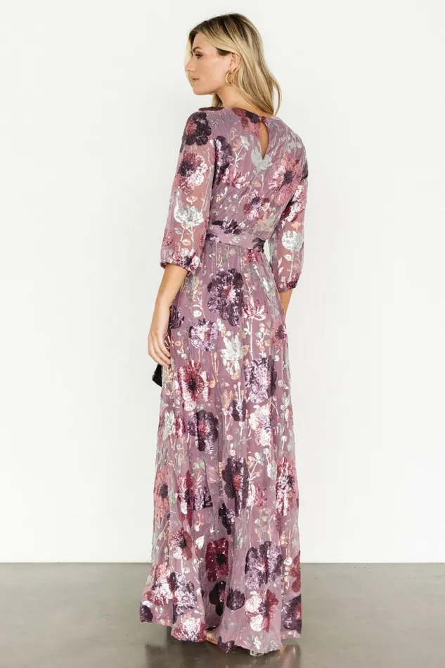 Destiny Sequin Maxi Dress Lilac Floral Women Baltic Born Wedding Guest