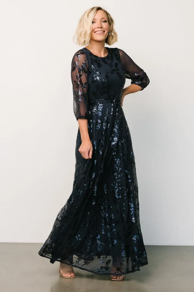 Destiny Sequin Maxi Dress Navy Women Baltic Born Wedding Guest Destiny Sequin Maxi Dress Navy Women Baltic Born Wedding Guest