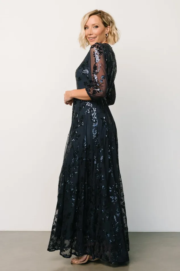 Destiny Sequin Maxi Dress Navy Women Baltic Born Wedding Guest Destiny Sequin Maxi Dress Navy Women Baltic Born Wedding Guest