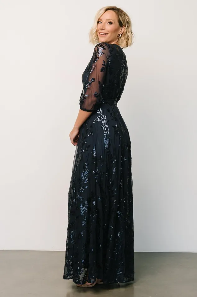 Destiny Sequin Maxi Dress Navy Women Baltic Born Wedding Guest Destiny Sequin Maxi Dress Navy Women Baltic Born Wedding Guest
