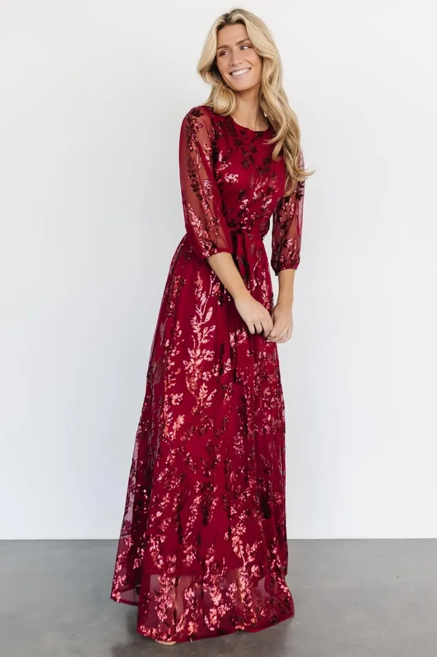 Destiny Sequin Maxi Dress Wine Women Baltic Born Embellished Sequin