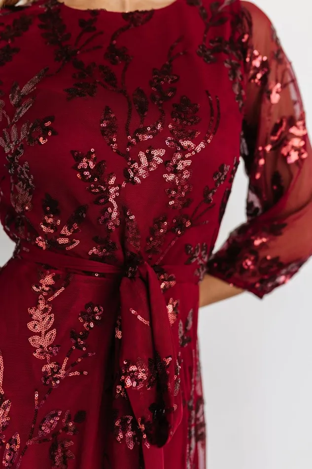 Destiny Sequin Maxi Dress Wine Women Baltic Born Embellished Sequin