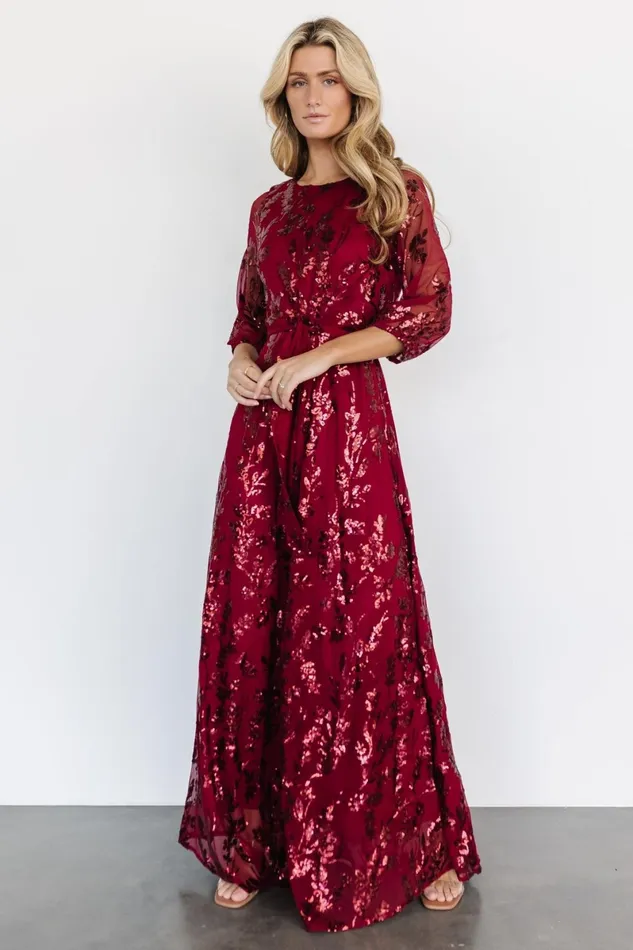 Destiny Sequin Maxi Dress Wine Women Baltic Born Embellished Sequin