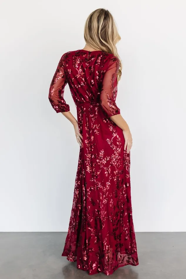 Destiny Sequin Maxi Dress Wine Women Baltic Born Embellished Sequin