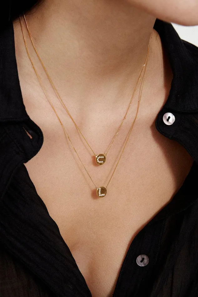 Diamond Initial Coin Necklace Gold Women Chan Luu Necklaces