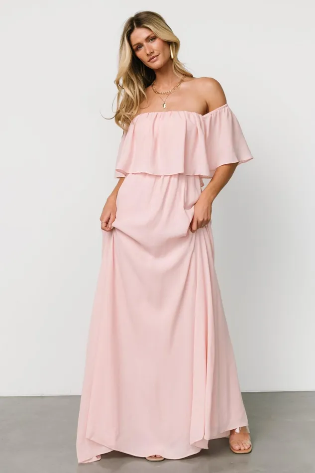Diana Off Shoulder Maxi Dress Blush Women Baltic Born Mother Of The Bride